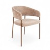Fauteuil d'intérieur CAPRI couleur taupe, pieds en métal couleur cuivré