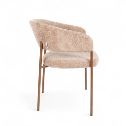 Fauteuil d'intérieur CAPRI couleur taupe, pieds en métal couleur cuivré