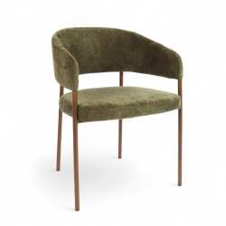 Fauteuil d'intérieur CAPRI couleur vert, pieds en métal couleur cuivré