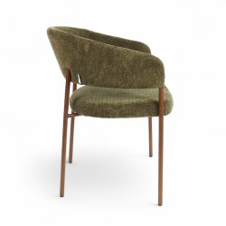 Fauteuil d'intérieur CAPRI couleur vert, pieds en métal couleur cuivré