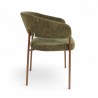 Fauteuil d'intérieur CAPRI couleur vert, pieds en métal couleur cuivré