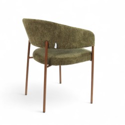 Fauteuil d'intérieur CAPRI couleur vert, pieds en métal couleur cuivré