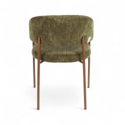 Fauteuil d'intérieur CAPRI couleur vert, pieds en métal couleur cuivré