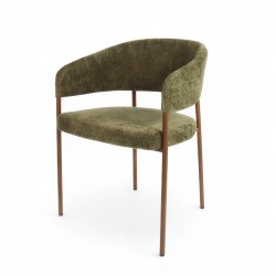 Fauteuil d'intérieur CAPRI couleur vert, pieds en métal couleur cuivré