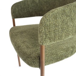 Fauteuil d'intérieur CAPRI couleur vert, pieds en métal couleur cuivré