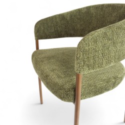 Fauteuil d'intérieur CAPRI couleur vert, pieds en métal couleur cuivré