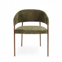 Fauteuil d'intérieur CAPRI couleur vert, pieds en métal couleur cuivré