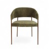 Fauteuil d'intérieur CAPRI couleur vert, pieds en métal couleur cuivré