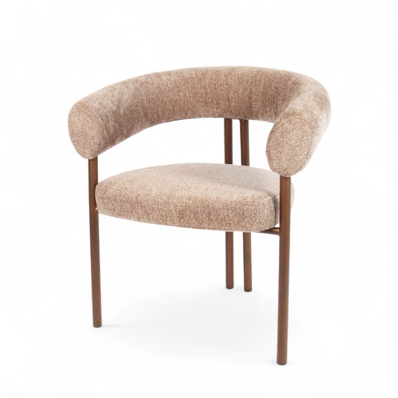 Fauteuil d'intérieur COME couleur Beige, pieds en métal couleur cuivré