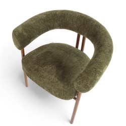 Fauteuil d'intérieur COME couleur Vert, pieds en métal couleur cuivré