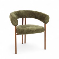 Fauteuil d'intérieur COME couleur Vert, pieds en métal couleur cuivré