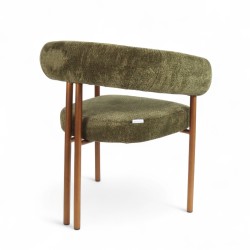 Fauteuil d'intérieur COME couleur Vert, pieds en métal couleur cuivré