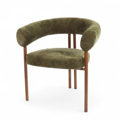 Fauteuil d'intérieur COME couleur Vert, pieds en métal couleur cuivré