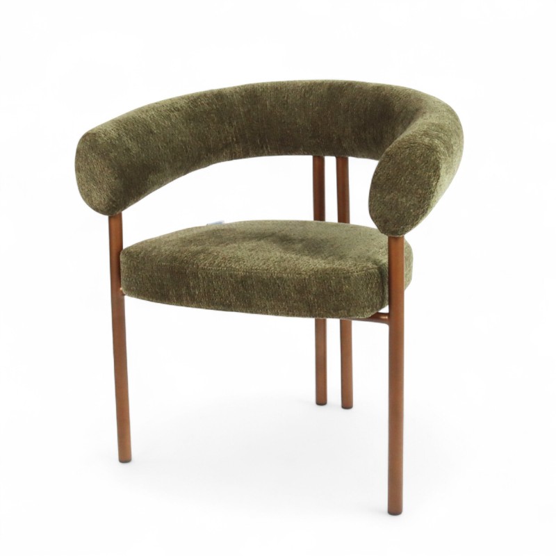 Fauteuil d'intérieur COME couleur Vert, pieds en métal couleur cuivré