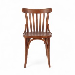 chaise de bistrot chatelet bois foncé dossier courbé à barreaux style thonet