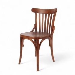 chaise de bistrot chatelet bois foncé dossier courbé à barreaux style thonet