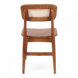 Chaise d'intérieur bistrot halles bois foncé et cannage naturel. Chaise en bois bistrot paris