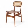Chaise d'intérieur bistrot halles bois foncé et cannage naturel. Chaise en bois bistrot paris