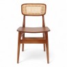 Chaise d'intérieur bistrot halles bois foncé et cannage naturel. Chaise en bois bistrot paris