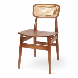 Chaise de bistrot odense bois foncé et cannage naturel. Chaise en bois bistrot paris