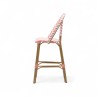 chaise de bar pour terrasse de restaurant tressage rose et blanc structure aluminium couleur rotin