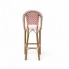 chaise de bar pour terrasse de restaurant tressage rose et blanc structure aluminium couleur rotin