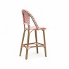 chaise de bar pour terrasse de restaurant tressage rose et blanc structure aluminium couleur rotin