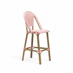 Chaise de bar RIVOLI - Chevrons roses et blancs