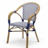 fauteuil de terrasse restaurant lazare textilene bleu structure alu couleur rotin