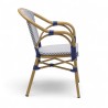 fauteuil de terrasse restaurant lazare textilene bleu structure alu couleur rotin