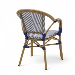 fauteuil de terrasse restaurant lazare textilene bleu structure alu couleur rotin