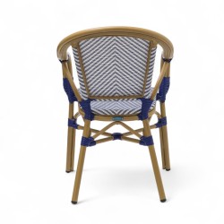 fauteuil de terrasse restaurant lazare textilene bleu structure alu couleur rotin