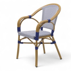 fauteuil de terrasse boulangerie lazare textilene bleu structure alu couleur rotin chr