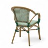 fauteuil de terrasse restaurant lazare textilene vert structure alu couleur rotin