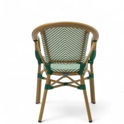 fauteuil de terrasse restaurant lazare textilene vert structure alu couleur rotin