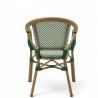 fauteuil de terrasse restaurant lazare textilene vert structure alu couleur rotin