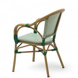 Fauteuil de terrasse LAZARE - Textilène vert et blanc