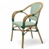 Fauteuil de terrasse LAZARE - Textilène vert et blanc