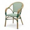 fauteuil de terrasse restaurant lazare textilene vert structure alu couleur rotin