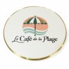 Plateau de table personnalisable, rond et cerclé en laiton massif mouluré doré