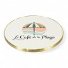 Plateau de table personnalisable, rond et cerclé en laiton massif mouluré doré