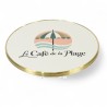 Plateau de table personnalisable, rond et cerclé en laiton massif mouluré doré
