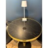 Plateau de table bistrot tradition couleur noir style marbre, cerclage mouluré doré en laiton massif