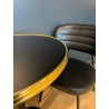 Plateau de table bistrot traditionnel couleur Noir mat, cerclage mouluré doré en laiton massif