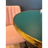 Plateau de table de bistrot couleur Vert, cerclage mouluré doré en laiton massif. CHR professionnel de la restauration