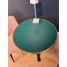 Plateau de table de bistrot couleur Vert, cerclage mouluré doré en laiton massif. CHR professionnel de la restauration