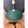 Plateau de table de bistrot couleur Vert, cerclage mouluré doré en laiton massif. CHR professionnel de la restauration