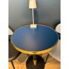 Plateau de table bistrot tradition couleur Bleu Marine, cerclage mouluré doré en laiton massif