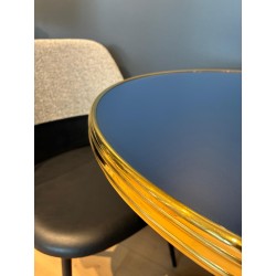 Plateau de table bistrot tradition couleur Bleu Marine, cerclage mouluré doré en laiton massif