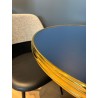 Plateau de table bistrot tradition couleur Bleu Marine, cerclage mouluré doré en laiton massif